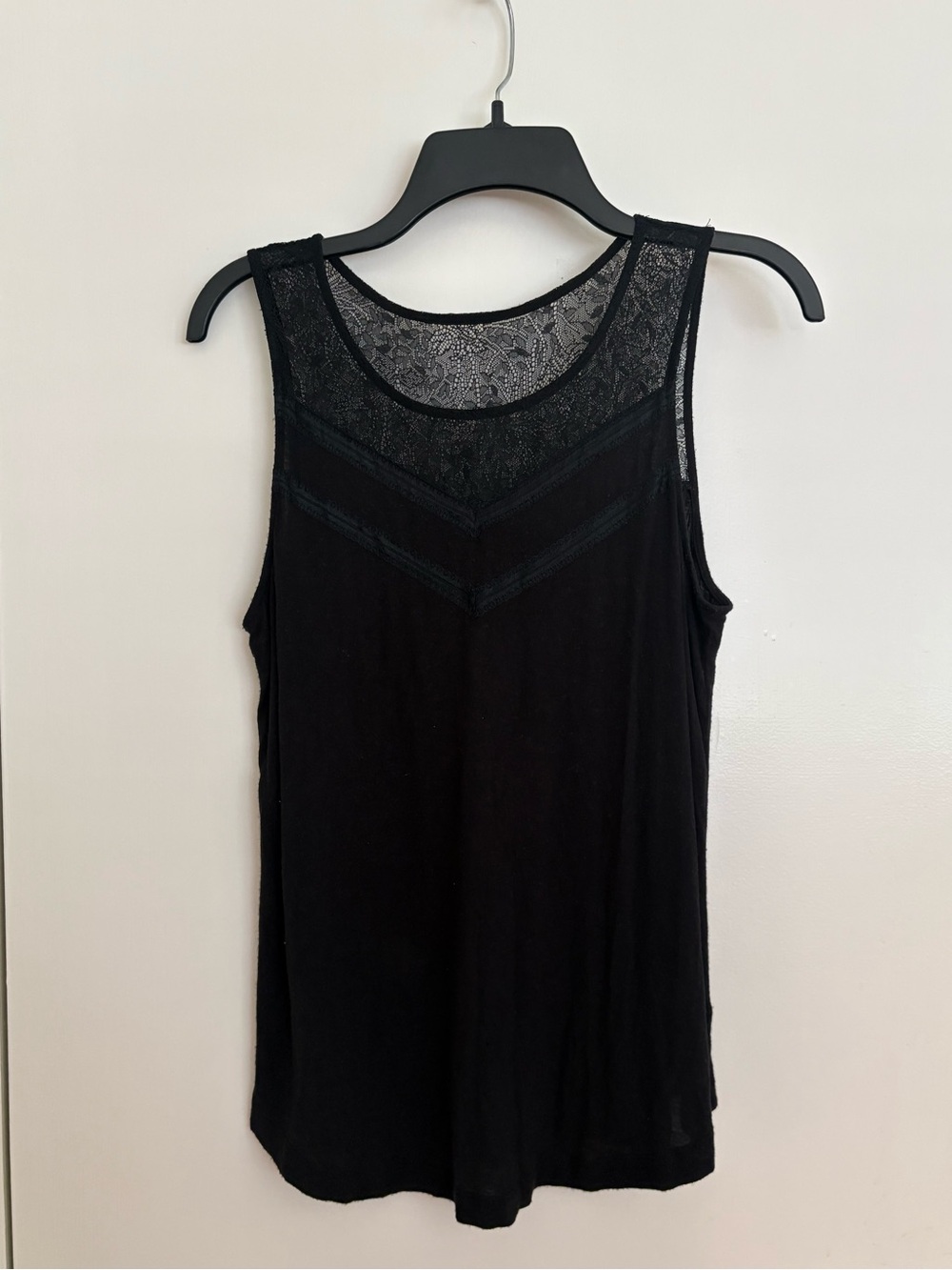 MERONA Black Lace Yoke Tank Top - Women's Sleeveless Top